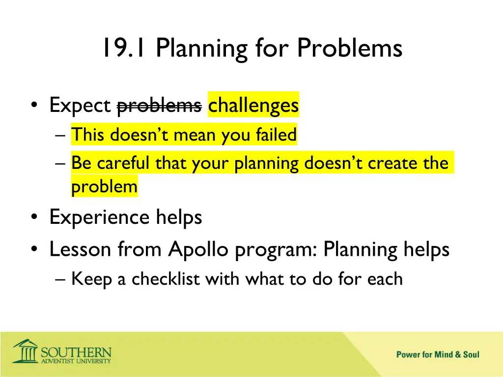 19 1 planning for problems