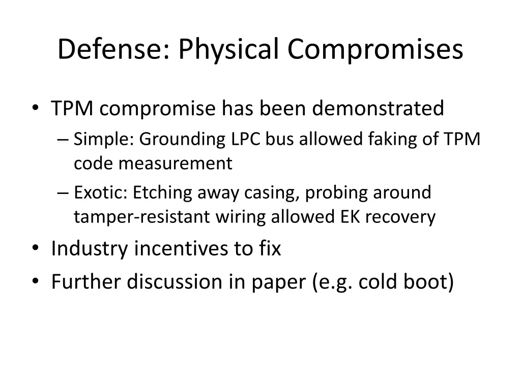 defense physical compromises