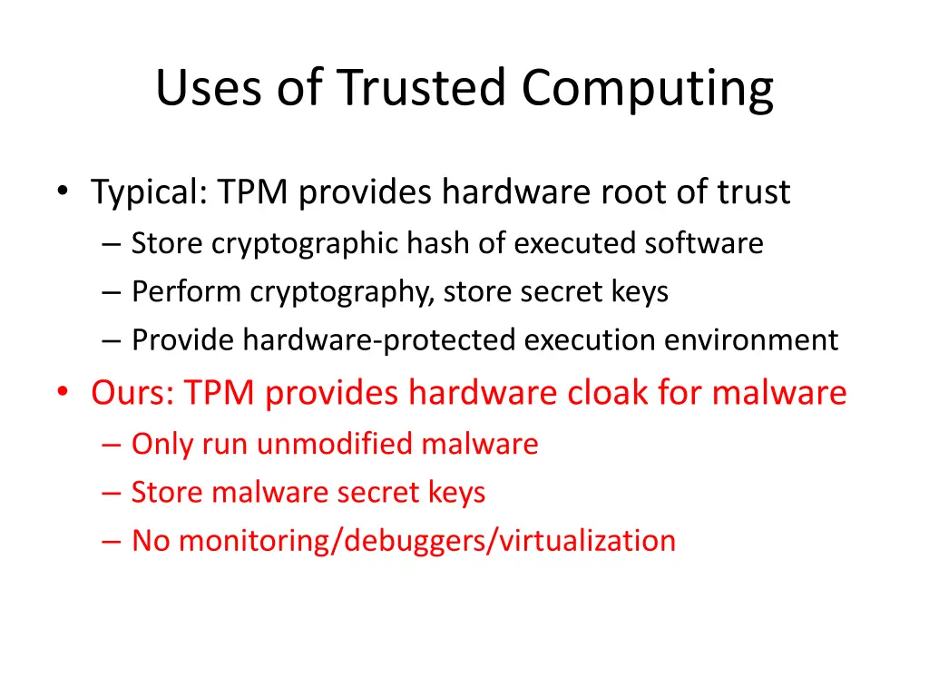 uses of trusted computing