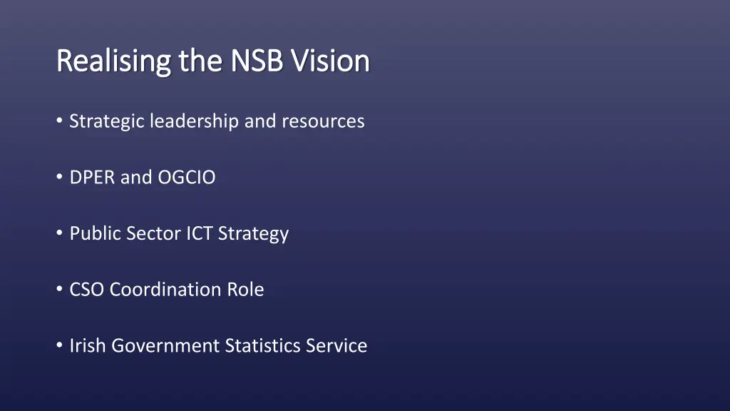 realising the nsb vision realising the nsb vision