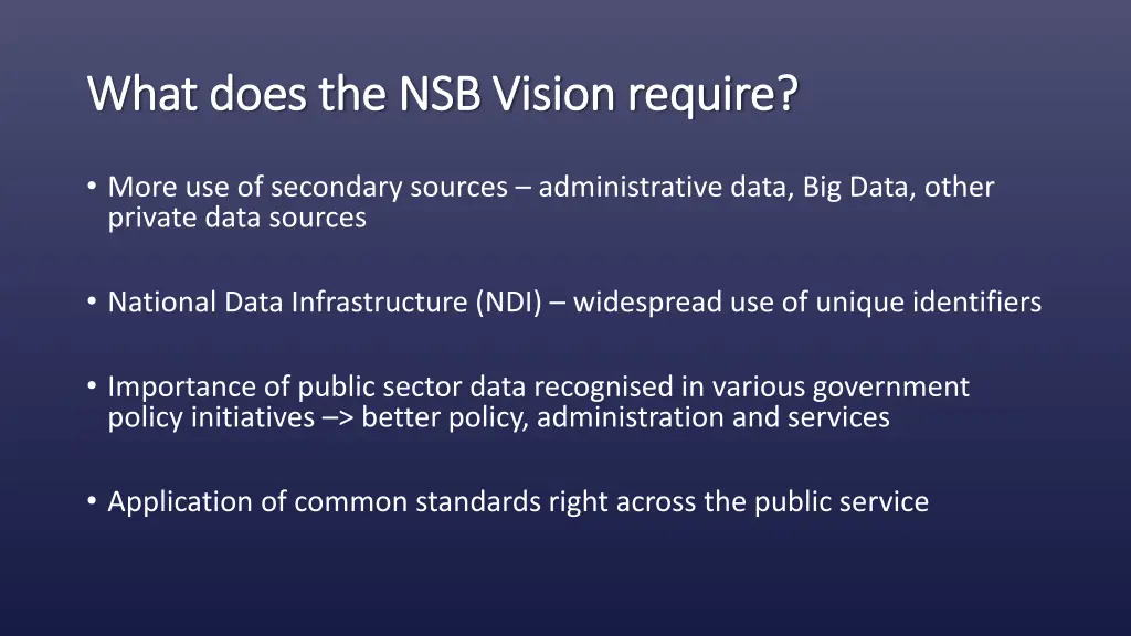 what does the nsb vision require what does