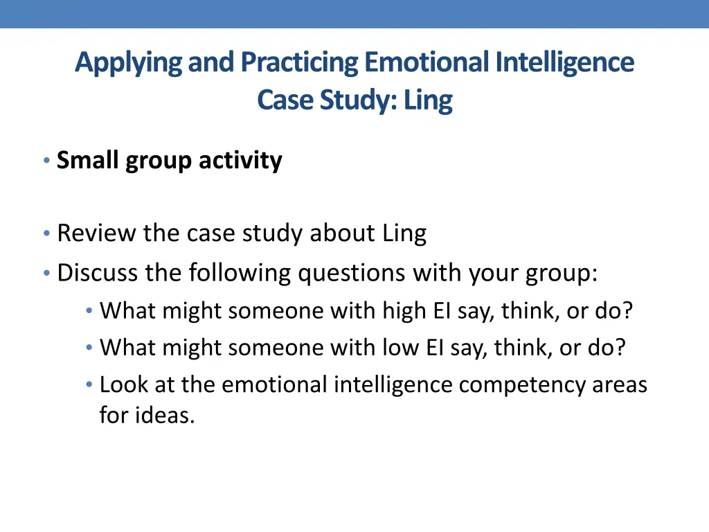 applying and practicing emotional intelligence 2