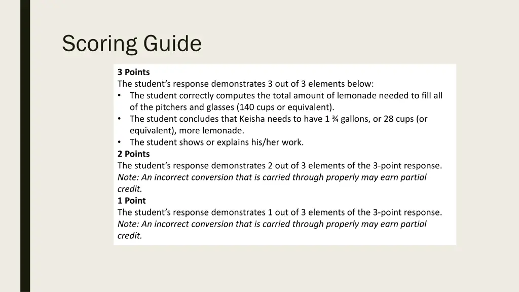 scoring guide