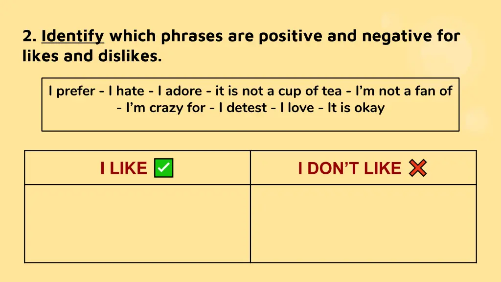 2 identify which phrases are positive