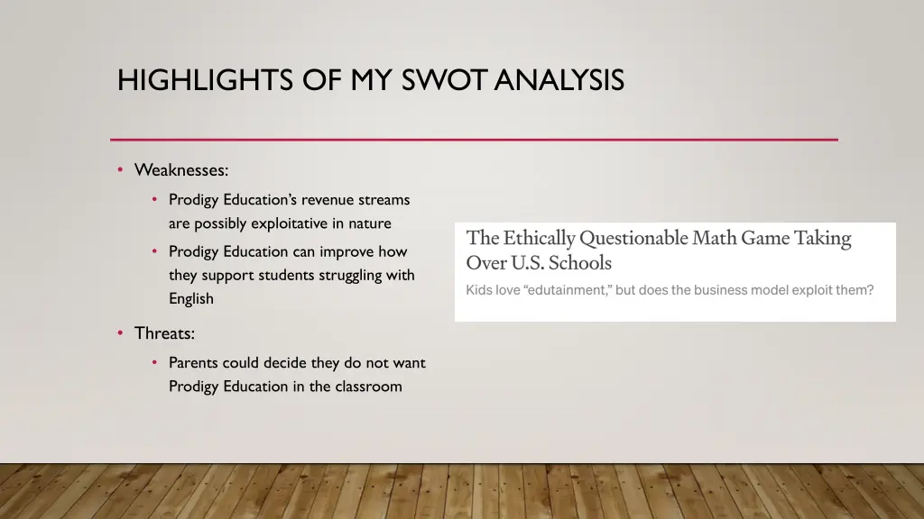 highlights of my swot analysis