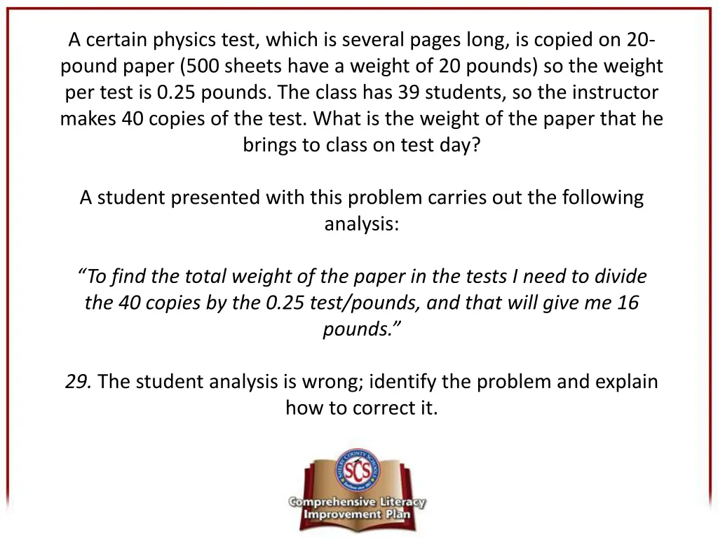 a certain physics test which is several pages