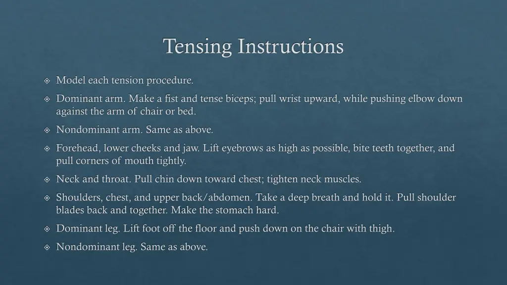 tensing instructions