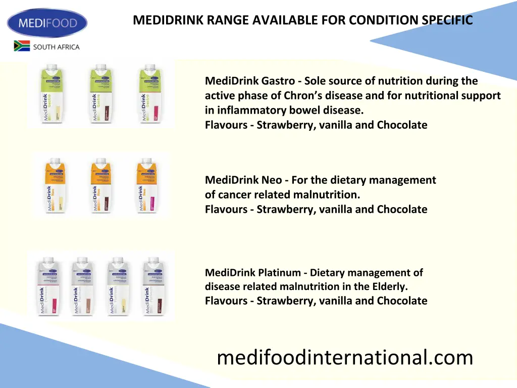 medidrink range available for condition specific 1