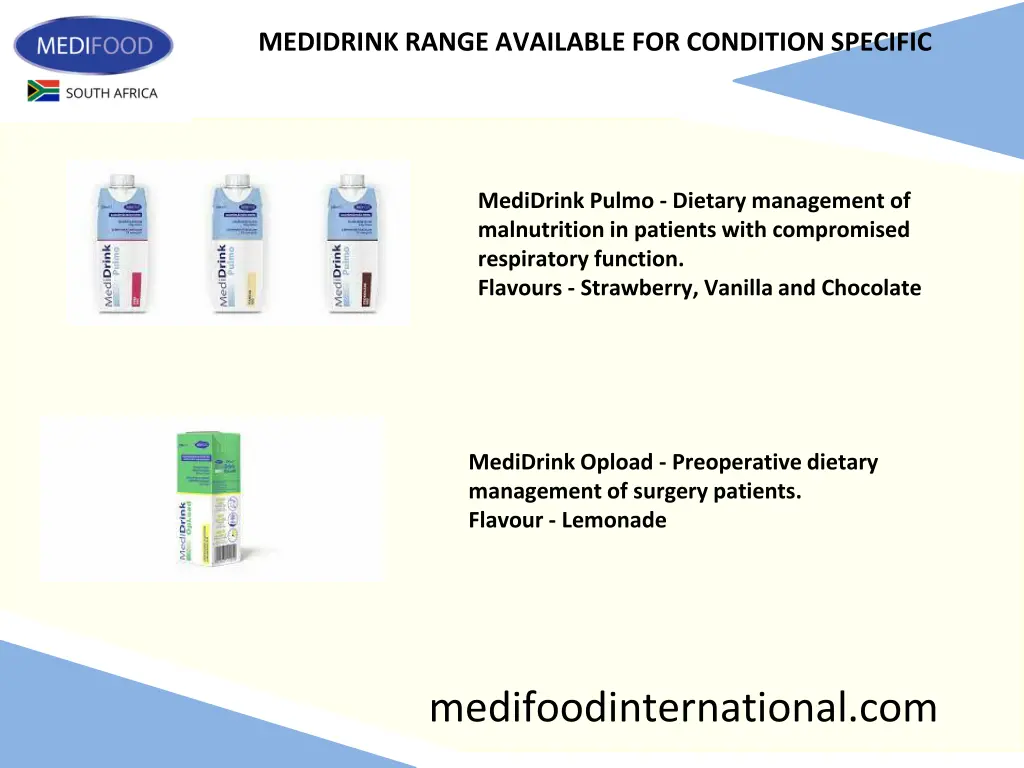 medidrink range available for condition specific