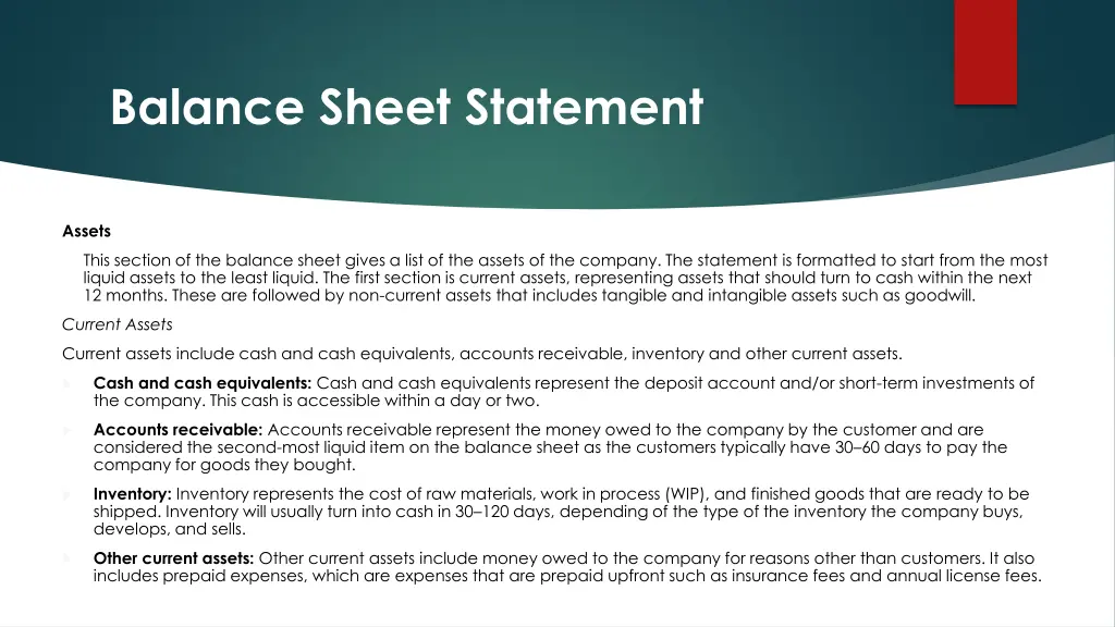 balance sheet statement 1