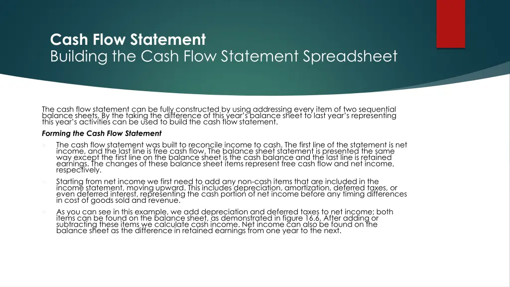 cash flow statement building the cash flow