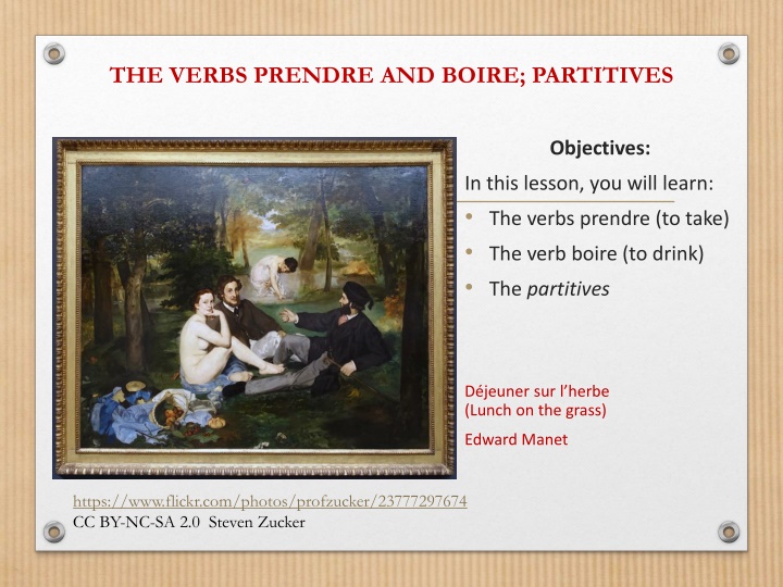 the verbs prendre and boire partitives