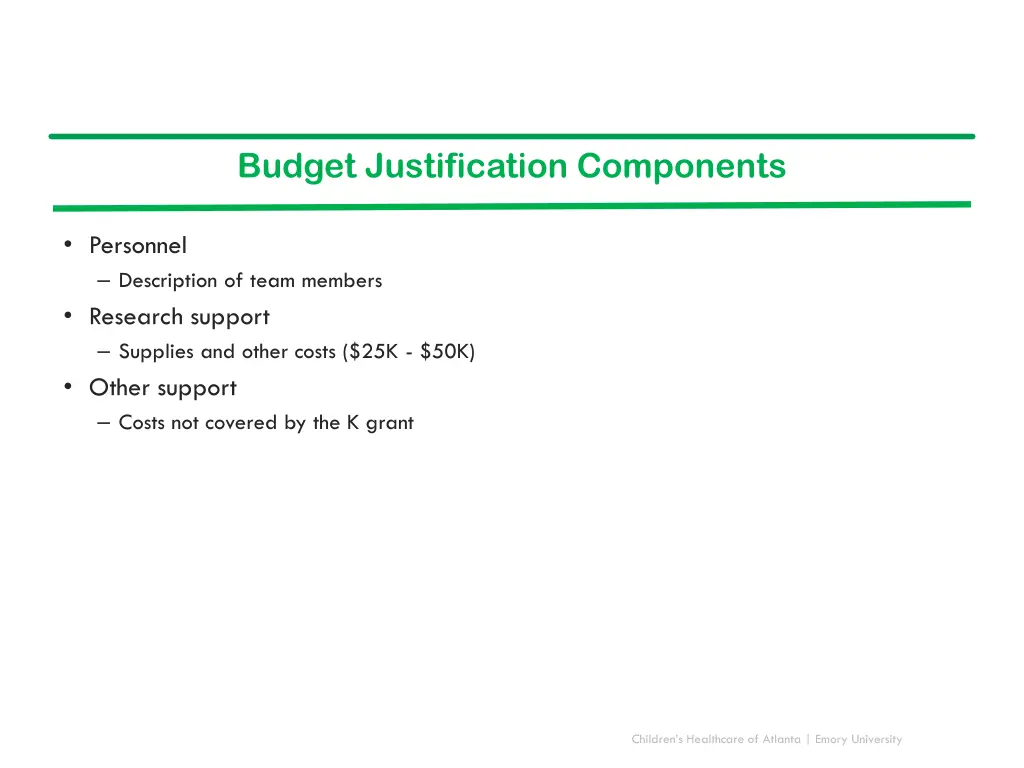 budget justification components