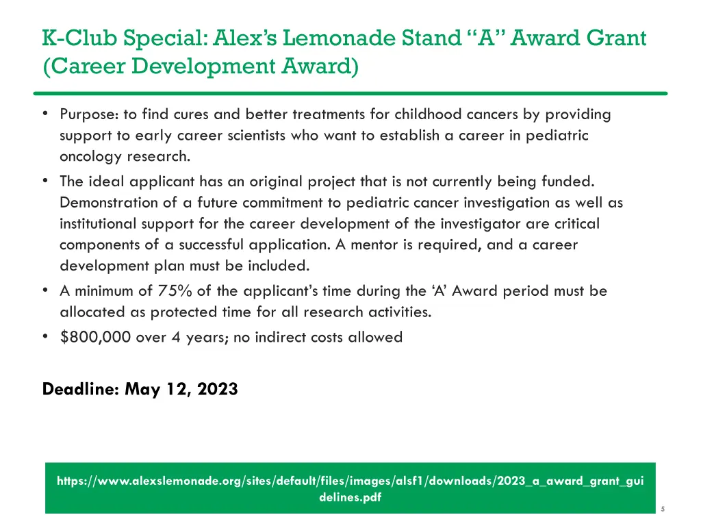 k club special alex s lemonade stand a award