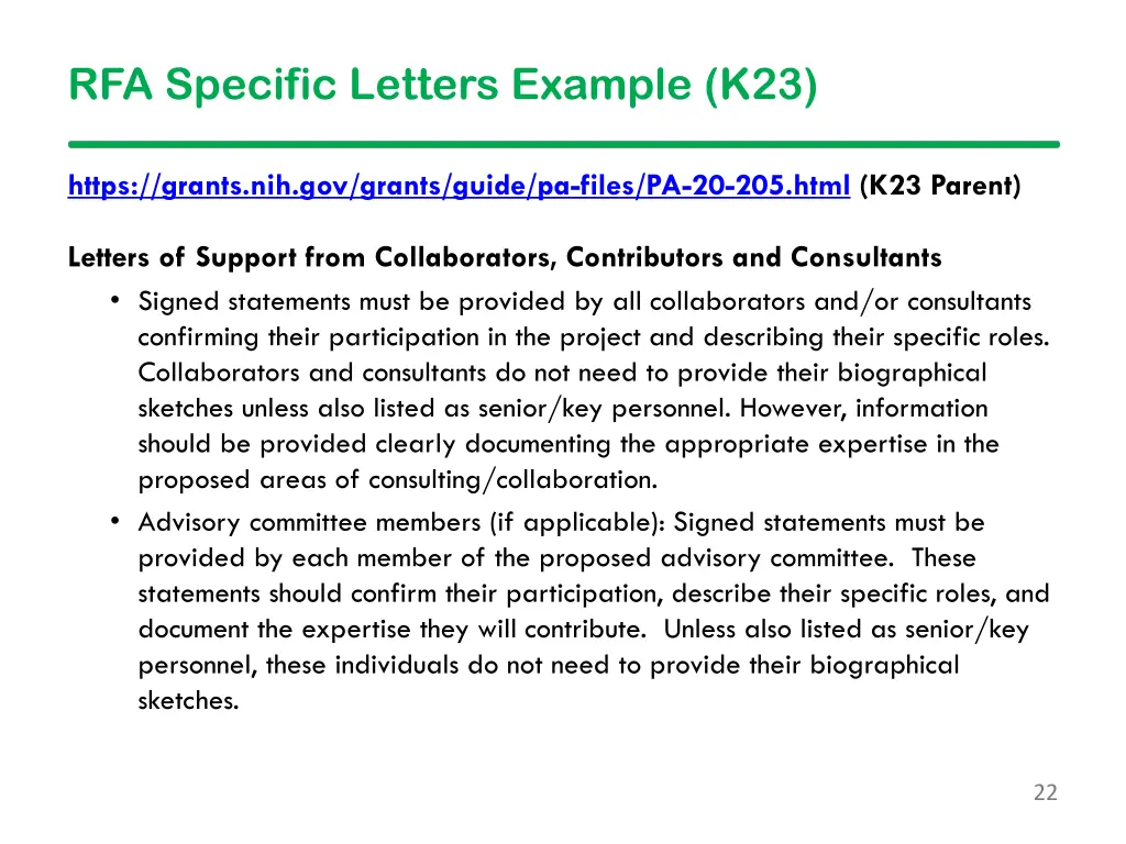 rfa specific letters example k23