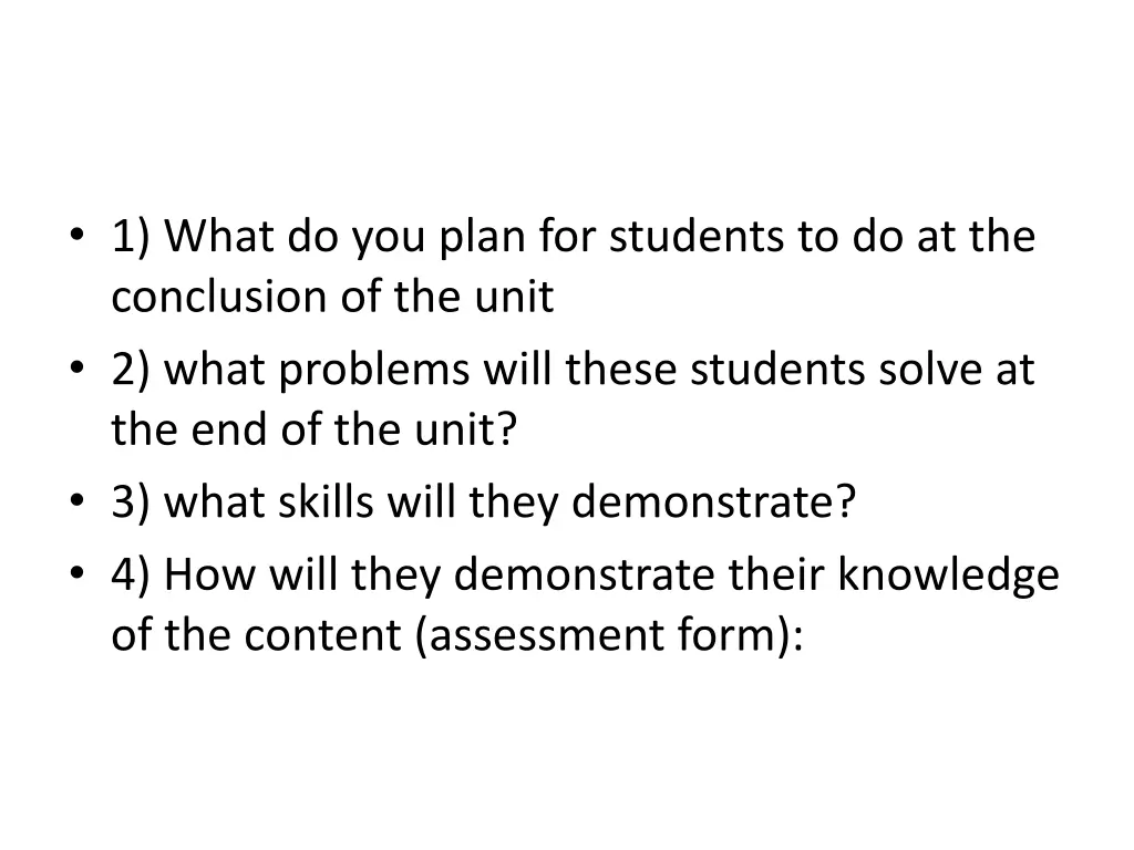 1 what do you plan for students