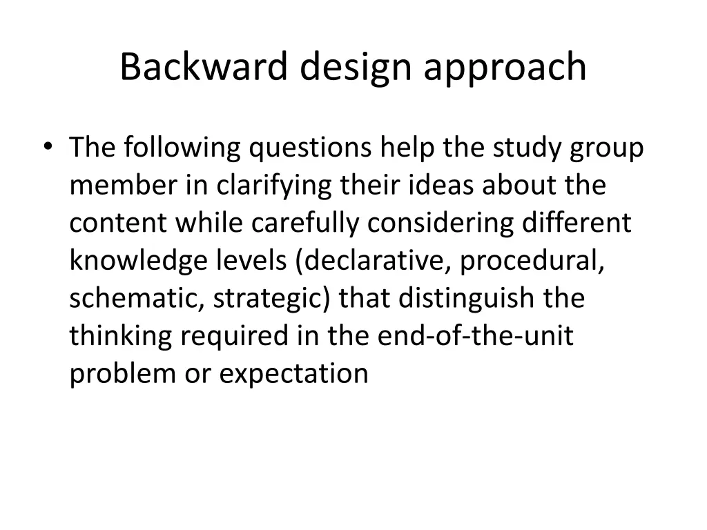 backward design approach