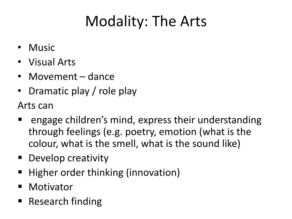 modality the arts