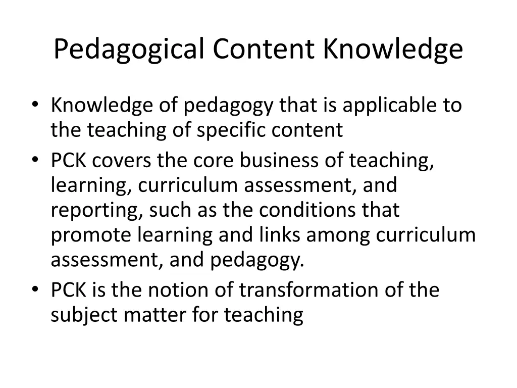 pedagogical content knowledge