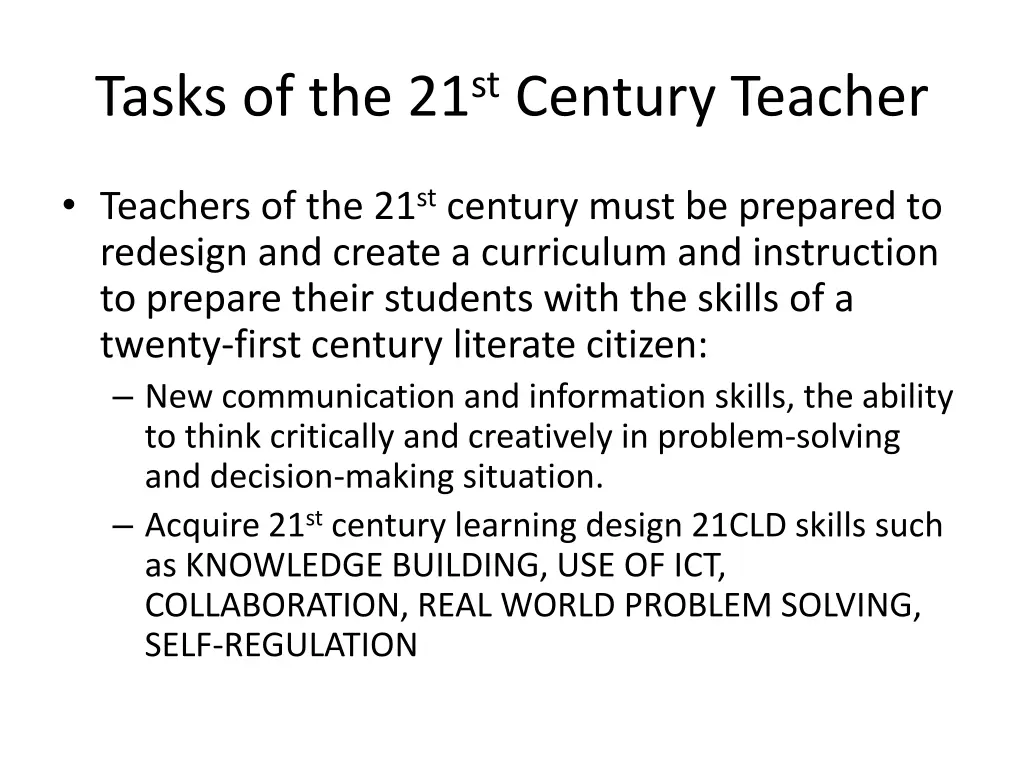 tasks of the 21 st century teacher