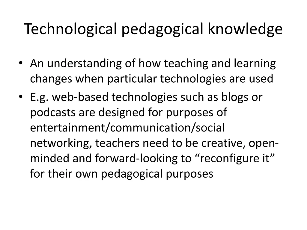 technological pedagogical knowledge