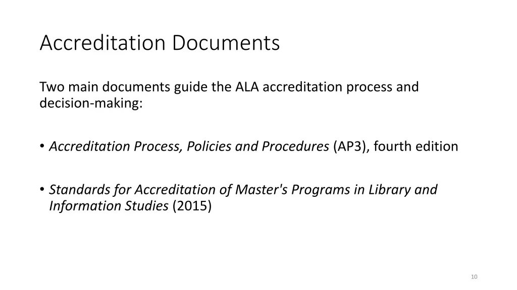 accreditation documents