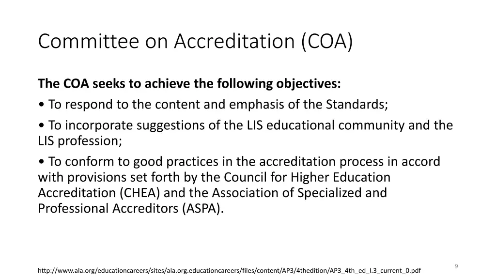 committee on accreditation coa 2