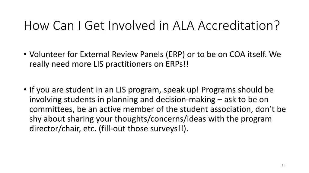 how can i get involved in ala accreditation