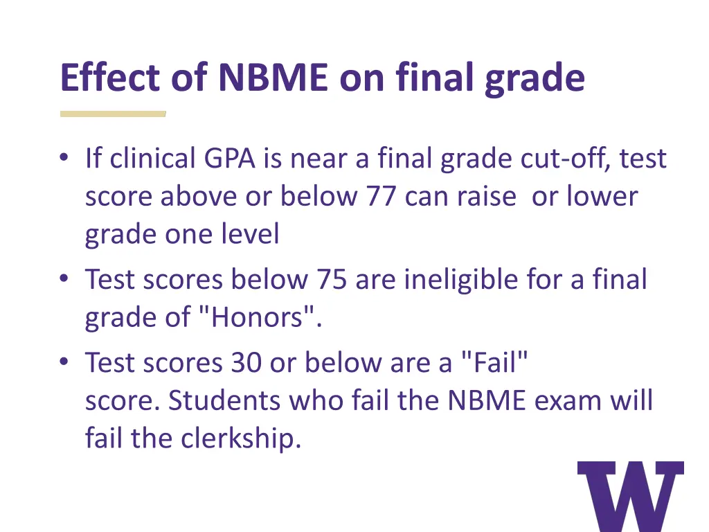 effect of nbme on final grade