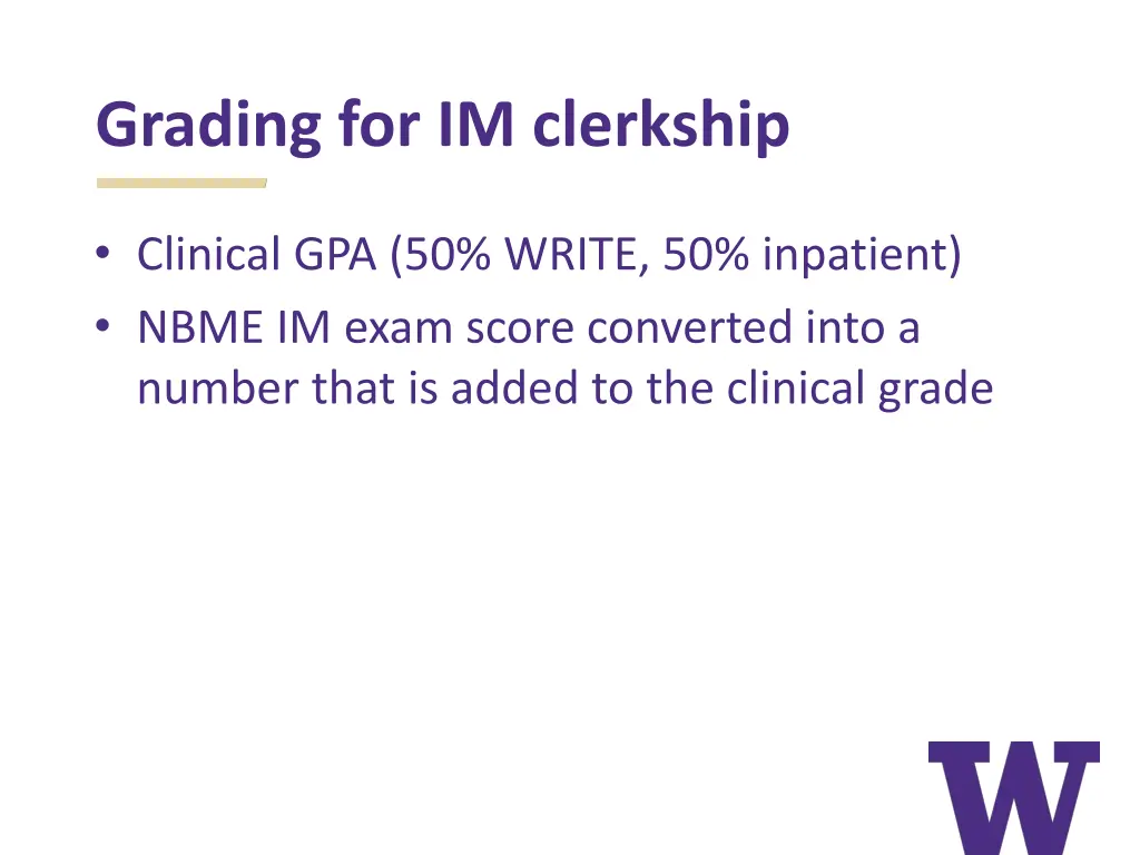 grading for im clerkship