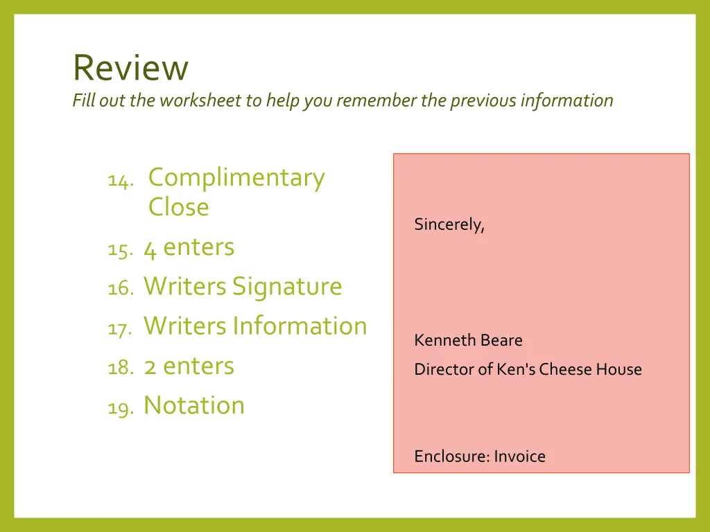 review fill out the worksheet to help 2