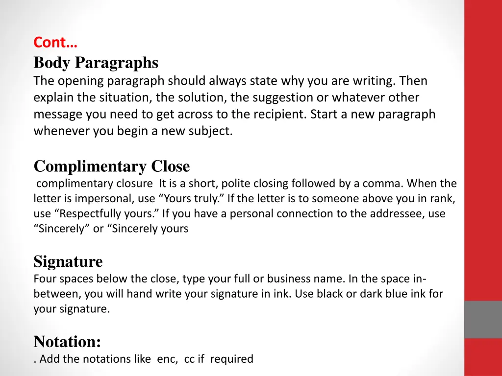 cont body paragraphs the opening paragraph should