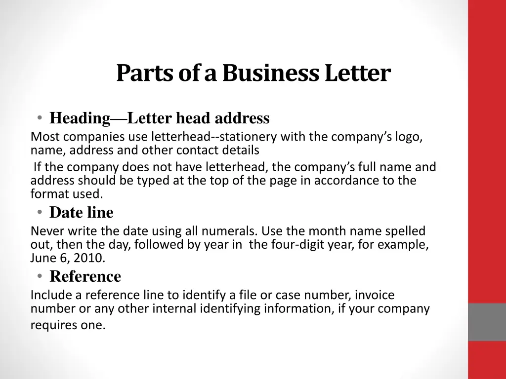 parts of a business letter