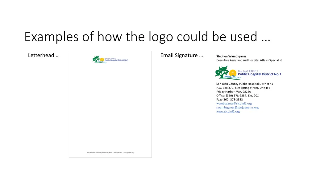 examples of how the logo could be used 1