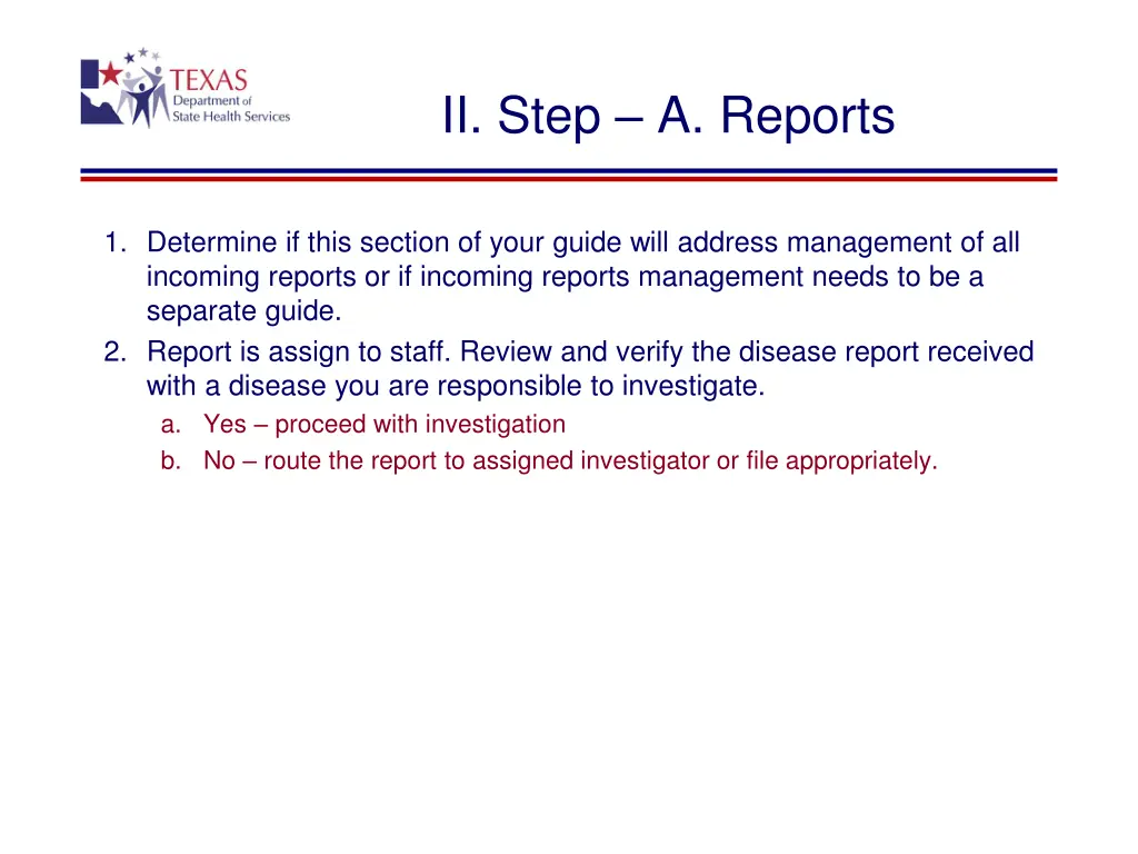 ii step a reports