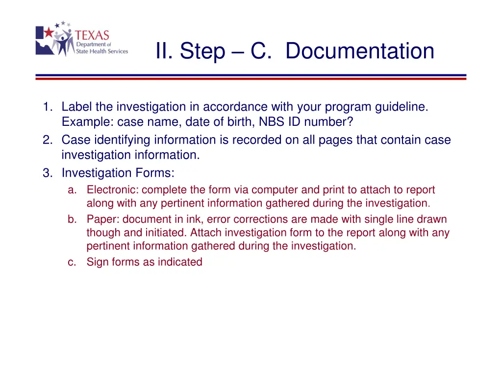 ii step c documentation