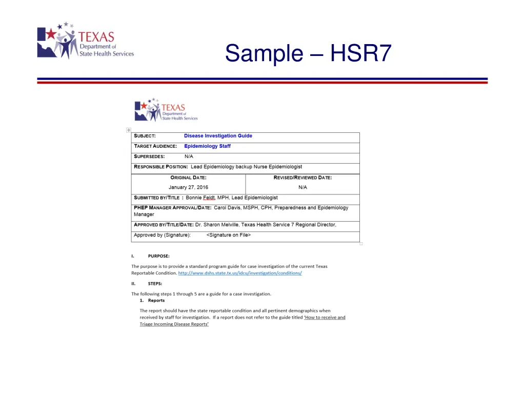 sample hsr7