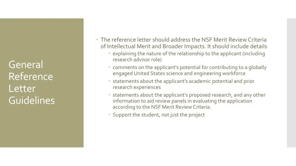 the reference letter should address the nsf merit