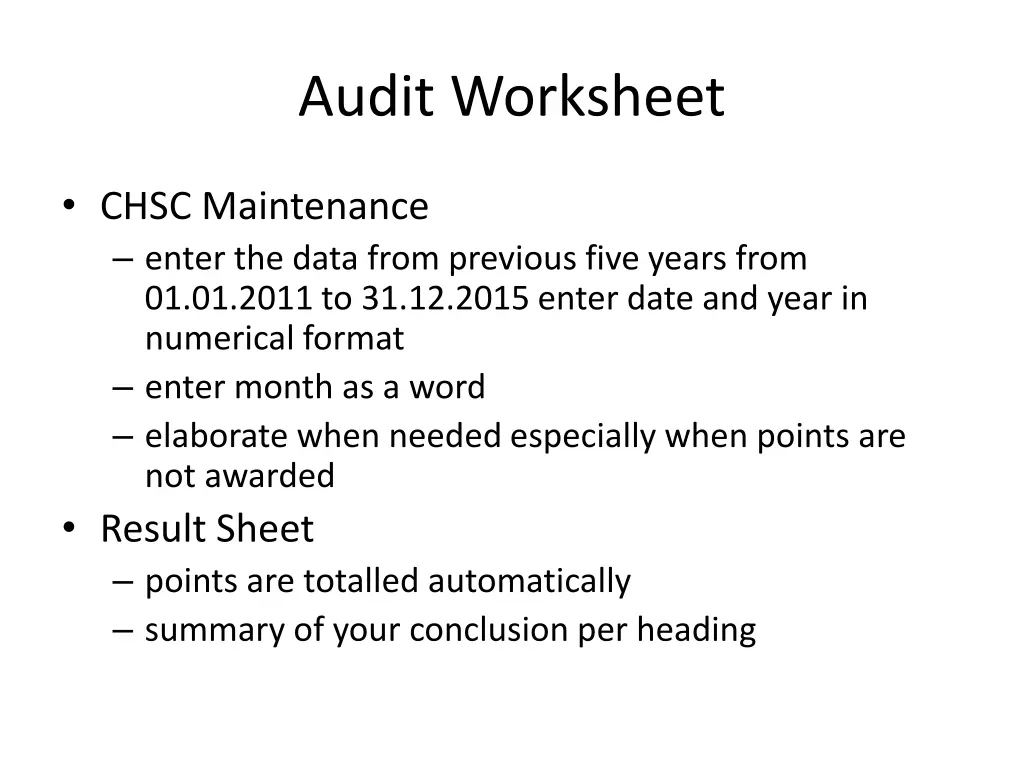 audit worksheet