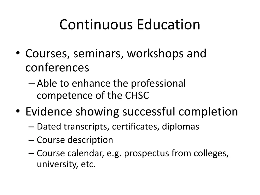 continuous education