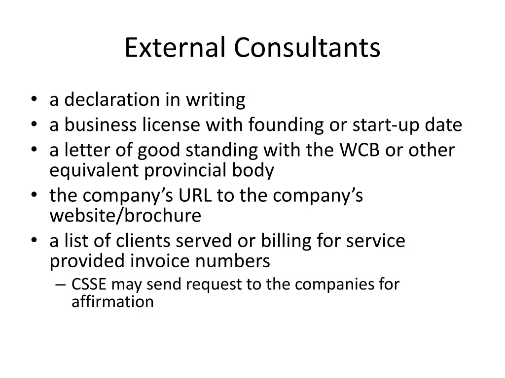 external consultants