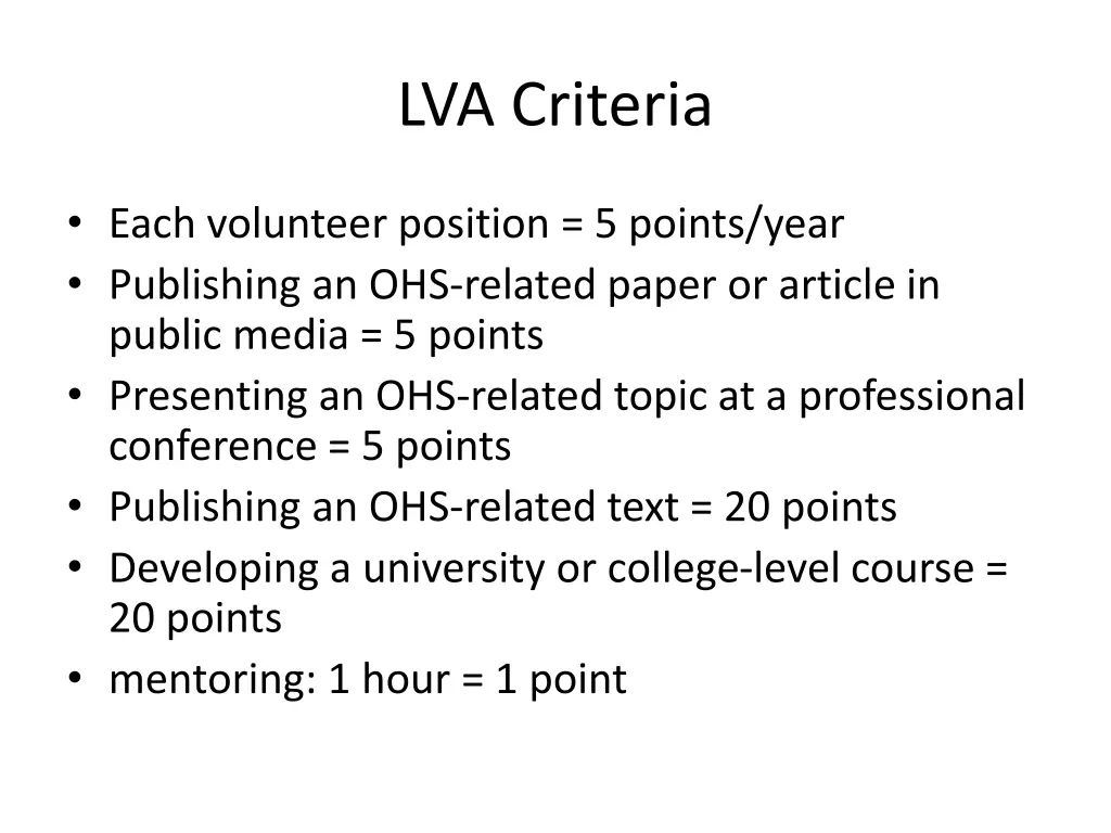 lva criteria