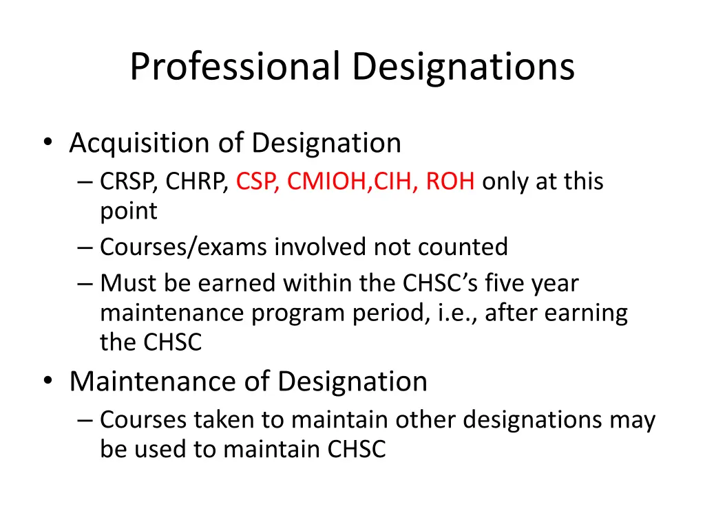 professional designations