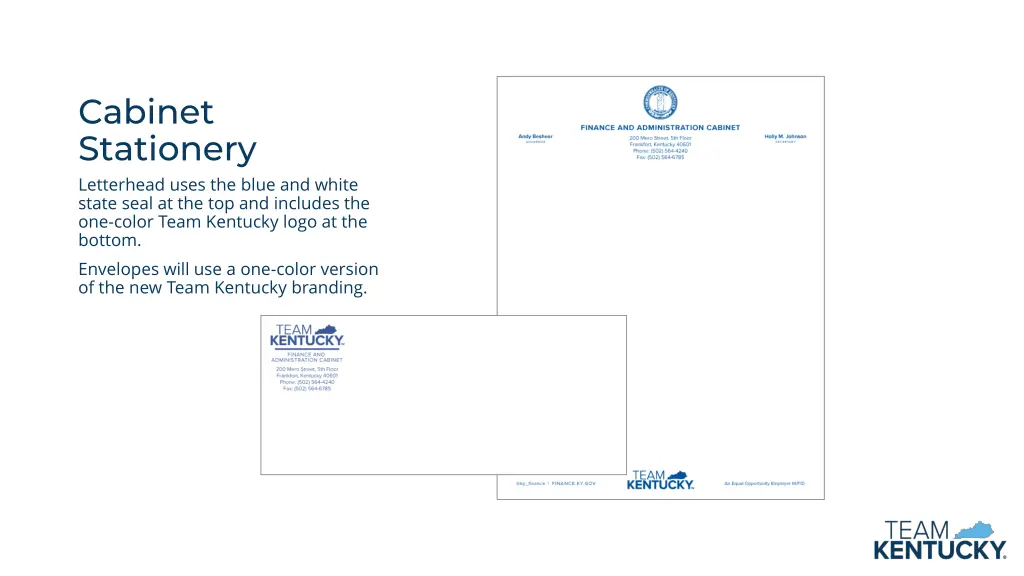 cabinet stationery letterhead uses the blue