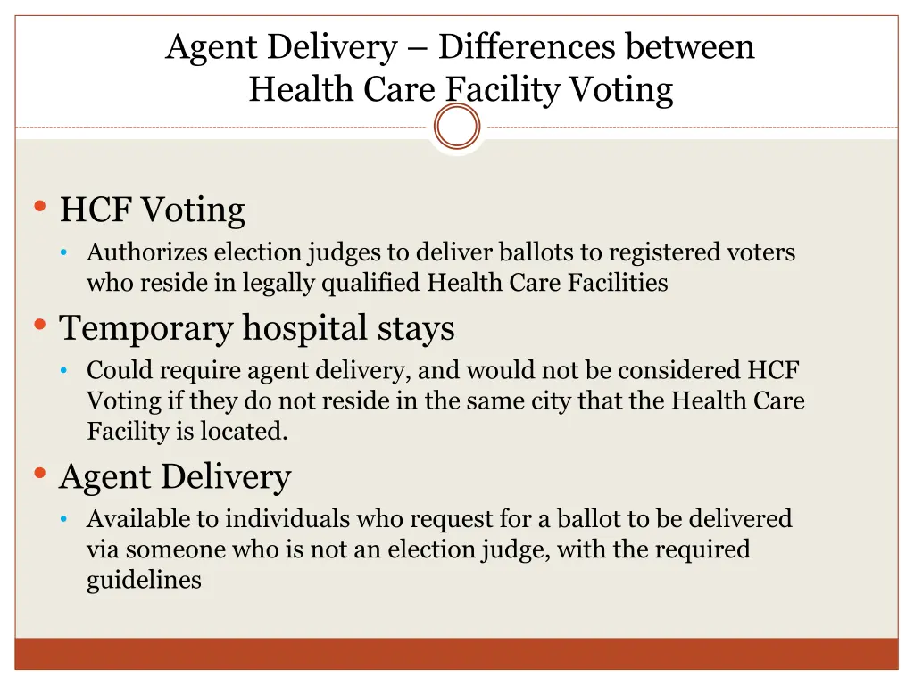 agent delivery differences between health care