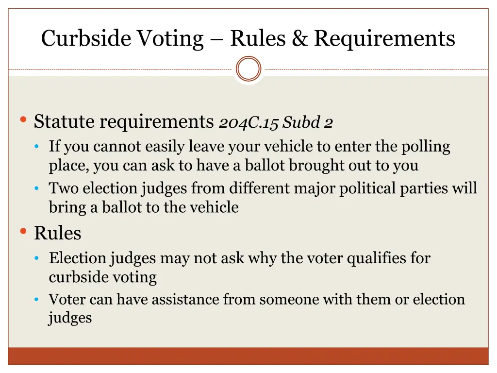 curbside voting rules requirements