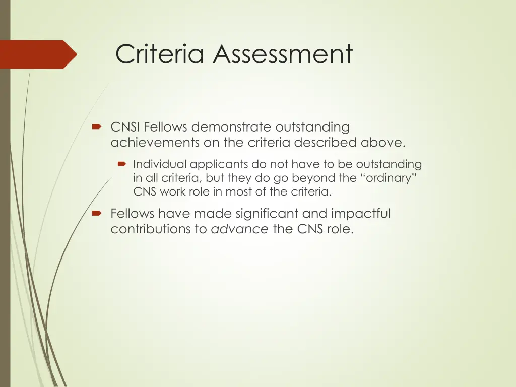 criteria assessment