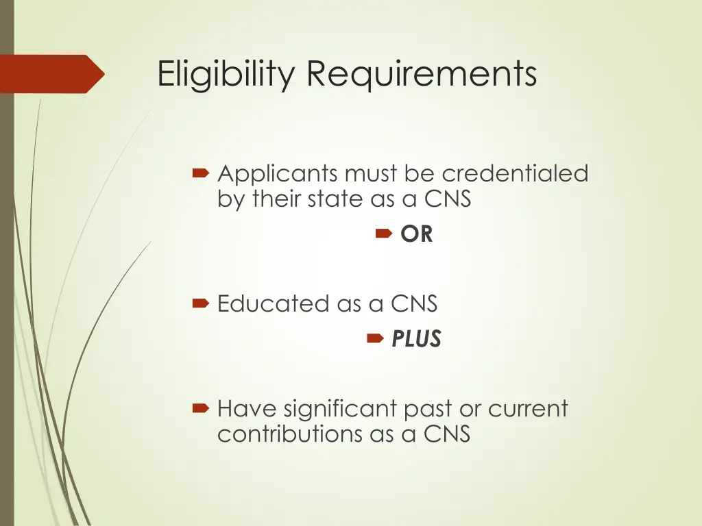 eligibility requirements 1