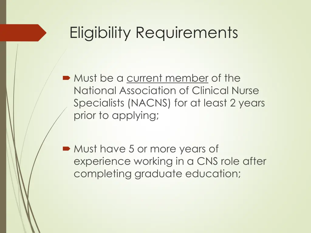 eligibility requirements