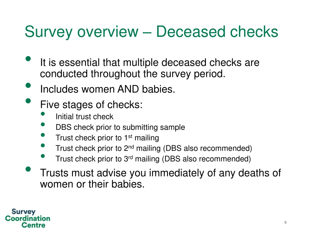 survey overview deceased checks it is essential